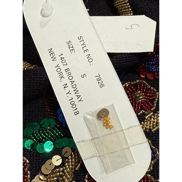 NWT VTG Victoria Harbour Paisley Sequin Beaded Sweater 90s Womens Sz Small Black - Picture 6 of 9